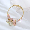 Women's Stainless Steel Alloy Gold Bracelet With Geometric Style Animal Zodiac Pattern And Diamond Design