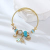 Women's Stainless Steel Alloy Gold Bracelet With Geometric Style Animal Zodiac Pattern And Diamond Design
