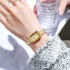 Women's Stainless Steel Alloy Quartz Square Waterproof Wristwatch For Students Leisure Style