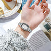 Women's Stainless Steel Alloy Quartz Square Waterproof Wristwatch For Students Leisure Style