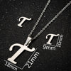 Women's Stainless Steel Alphabet Letter Pendant Necklace And Earring Set With Electroplated Finish And Simple Ochain Design