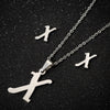 Women's Stainless Steel Alphabet Letter Pendant Necklace And Earring Set With Electroplated Finish And Simple Ochain Design