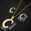 Women's Stainless Steel Alphabet Letter Pendant Necklace And Earring Set With Electroplated Finish And Simple Ochain Design