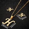 Women's Stainless Steel Alphabet Letter Pendant Necklace And Earring Set With Electroplated Finish And Simple Ochain Design