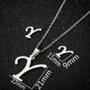 Women's Stainless Steel Alphabet Letter Pendant Necklace And Earring Set With Electroplated Finish And Simple Ochain Design