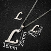 Women's Stainless Steel Alphabet Letter Pendant Necklace And Earring Set With Electroplated Finish And Simple Ochain Design