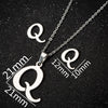 Women's Stainless Steel Alphabet Letter Pendant Necklace And Earring Set With Electroplated Finish And Simple Ochain Design