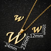 Women's Stainless Steel Alphabet Letter Pendant Necklace And Earring Set With Electroplated Finish And Simple Ochain Design