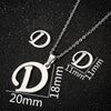 Women's Stainless Steel Alphabet Letter Pendant Necklace And Earring Set With Electroplated Finish And Simple Ochain Design
