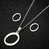Women's Stainless Steel Alphabet Letter Pendant Necklace And Earring Set With Electroplated Finish And Simple Ochain Design