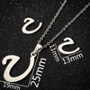 Women's Stainless Steel Alphabet Letter Pendant Necklace And Earring Set With Electroplated Finish And Simple Ochain Design
