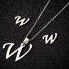 Women's Stainless Steel Alphabet Letter Pendant Necklace And Earring Set With Electroplated Finish And Simple Ochain Design