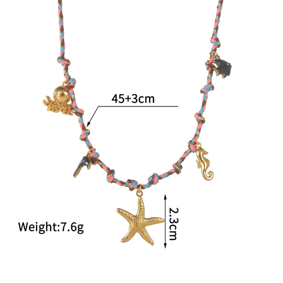 Women's Stainless Steel And Ceramic Tropical Fish Animal Zodiac Electroplated Necklace