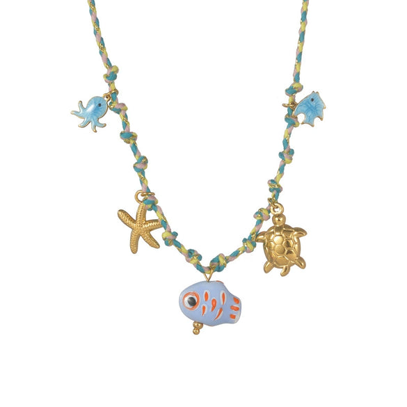 Women's Stainless Steel And Ceramic Tropical Fish Animal Zodiac Electroplated Necklace