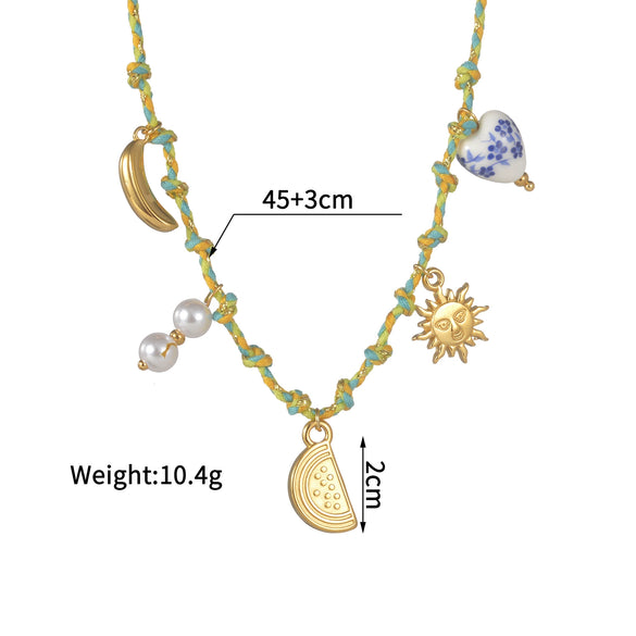 Women's Stainless Steel And Ceramic Tropical Fish Animal Zodiac Electroplated Necklace