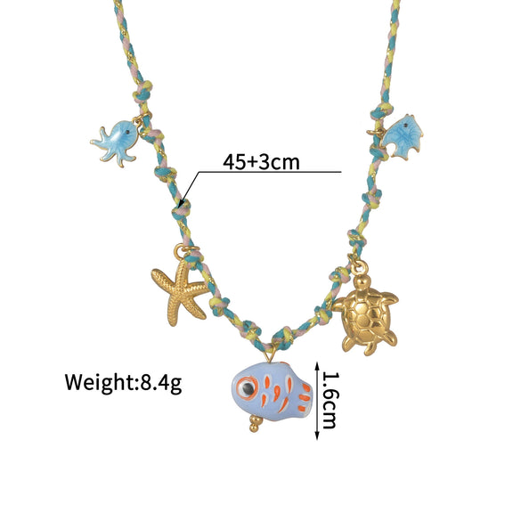 Women's Stainless Steel And Ceramic Tropical Fish Animal Zodiac Electroplated Necklace