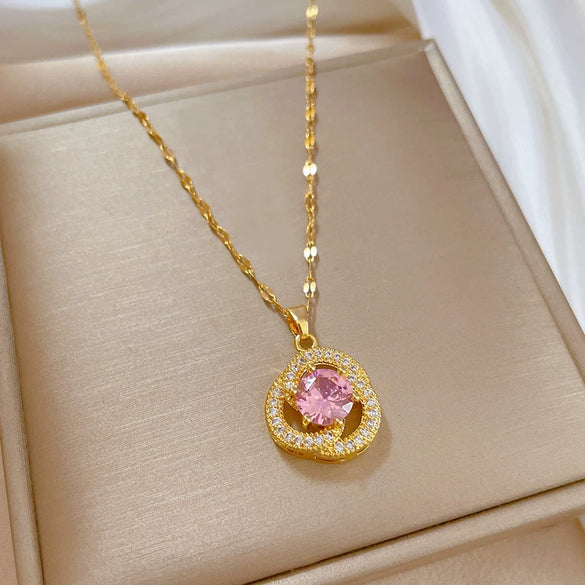 Women's Stainless Steel And Copper Geometric Electroplated Necklace