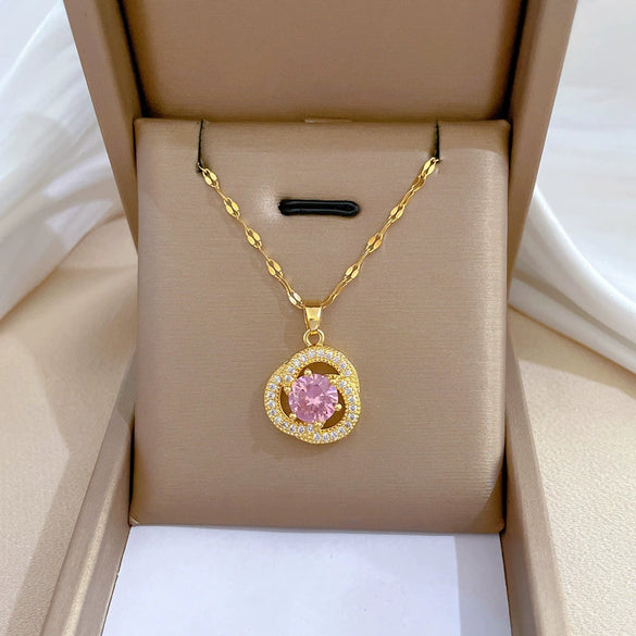 Women's Stainless Steel And Copper Geometric Electroplated Necklace