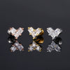Women's Stainless Steel And Copper Geometric Flower Star Moon Twist Ball Piercing Earrings With Electroplating Treatment