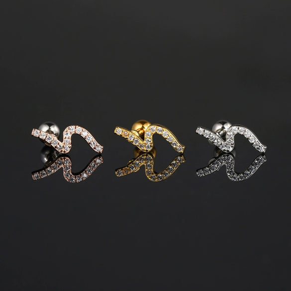 Women's Stainless Steel And Copper Geometric Flower Star Moon Twist Ball Piercing Earrings With Electroplating Treatment