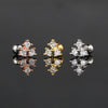 Women's Stainless Steel And Copper Geometric Flower Star Moon Twist Ball Piercing Earrings With Electroplating Treatment