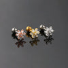 Women's Stainless Steel And Copper Geometric Flower Star Moon Twist Ball Piercing Earrings With Electroplating Treatment