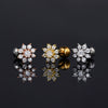 Women's Stainless Steel And Copper Geometric Flower Star Moon Twist Ball Piercing Earrings With Electroplating Treatment