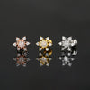 Women's Stainless Steel And Copper Geometric Flower Star Moon Twist Ball Piercing Earrings With Electroplating Treatment