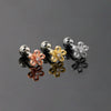 Women's Stainless Steel And Copper Geometric Flower Star Moon Twist Ball Piercing Earrings With Electroplating Treatment