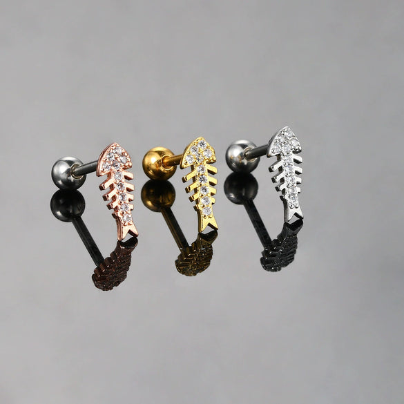 Women's Stainless Steel And Copper Geometric Flower Star Moon Twist Ball Piercing Earrings With Electroplating Treatment