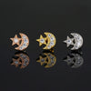 Women's Stainless Steel And Copper Geometric Flower Star Moon Twist Ball Piercing Earrings With Electroplating Treatment