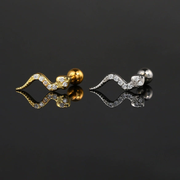 Women's Stainless Steel And Copper Geometric Flower Star Moon Twist Ball Piercing Earrings With Electroplating Treatment