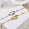 Women's Stainless Steel And Copper Geometric Pendant Necklace With Zircon And Electroplating Process