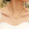 Women's Stainless Steel And Copper Geometric Pendant Necklace With Zircon And Electroplating Process