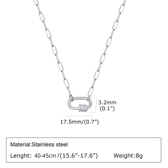 Women's Stainless Steel And Copper Geometric Pendant Necklace With Zircon And Electroplating Process