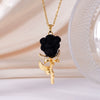 Women's Stainless Steel And Copper Light Luxury Necklace With Flower Pattern And Mixed Gemstone Setting Electroplated