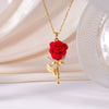 Women's Stainless Steel And Copper Light Luxury Necklace With Flower Pattern And Mixed Gemstone Setting Electroplated