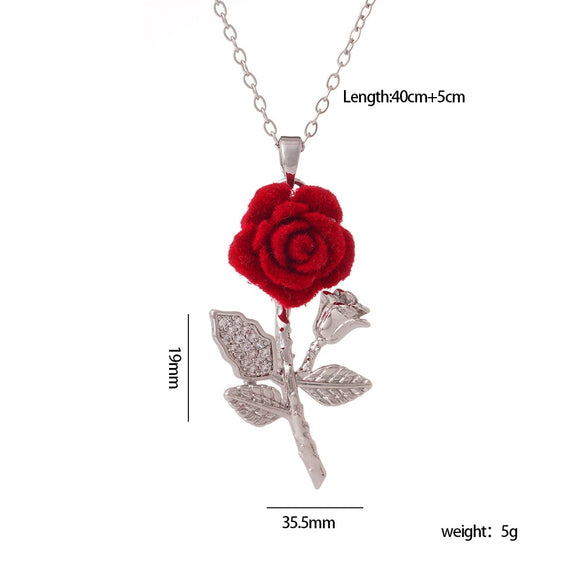 Women's Stainless Steel And Copper Light Luxury Necklace With Flower Pattern And Mixed Gemstone Setting Electroplated