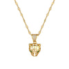 Women's Stainless Steel And Copper Necklace With Geometric Pattern And Electroplating Treatment Hollow Leopard Head Design