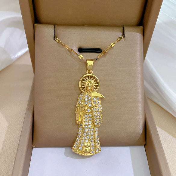 Women's Stainless Steel And Copper Necklace With Geometric Pattern And Electroplating Treatment