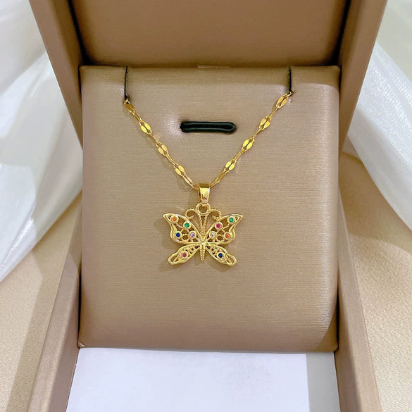 Women's Stainless Steel And Copper Necklace With Geometric Pattern And Electroplating Treatment