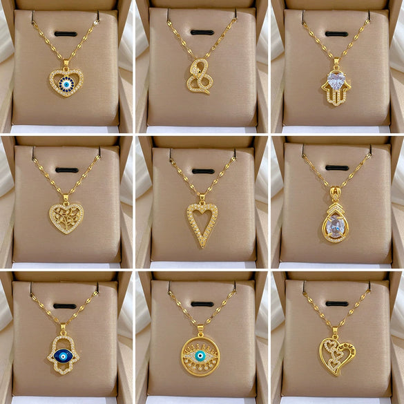 Women's Stainless Steel And Copper Necklace With Geometric Pattern And Electroplating Treatment