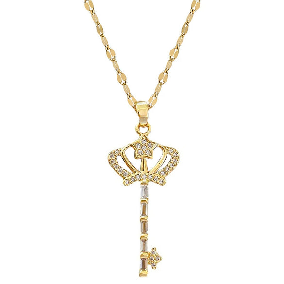 Women's Stainless Steel And Copper Necklace With Geometric Pattern And Electroplating Treatment
