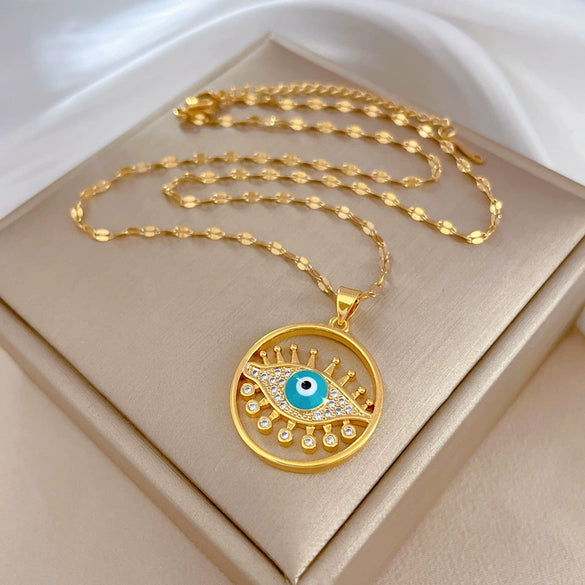 Women's Stainless Steel And Copper Necklace With Geometric Pattern And Electroplating Treatment