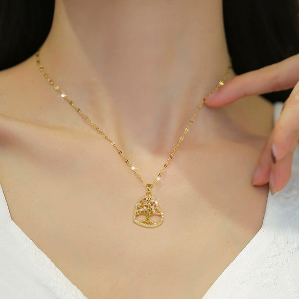 Women's Stainless Steel And Copper Necklace With Geometric Pattern And Electroplating Treatment