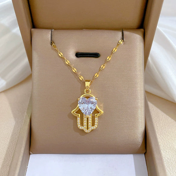 Women's Stainless Steel And Copper Necklace With Geometric Pattern And Electroplating Treatment