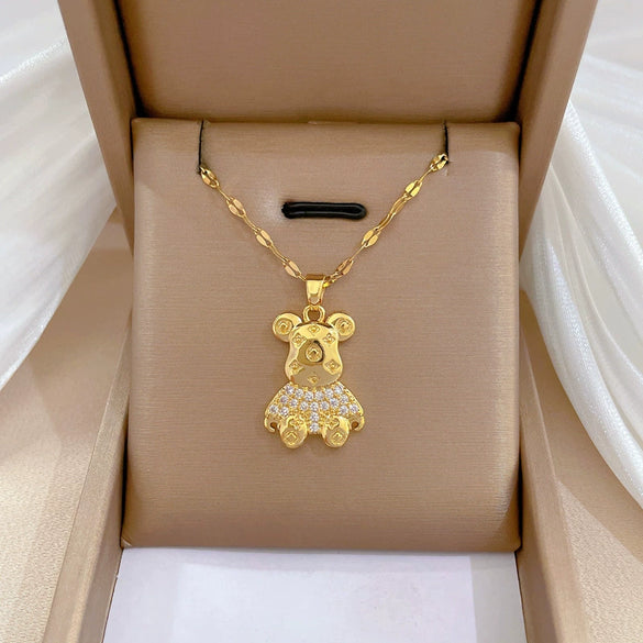Women's Stainless Steel And Copper Necklace With Geometric Pattern And Electroplating Treatment