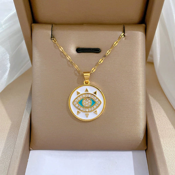 Women's Stainless Steel And Copper Necklace With Geometric Pattern And Electroplating Treatment