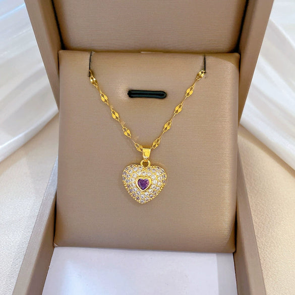 Women's Stainless Steel And Copper Necklace With Geometric Pattern And Electroplating Treatment