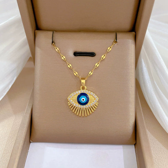 Women's Stainless Steel And Copper Necklace With Geometric Pattern And Electroplating Treatment